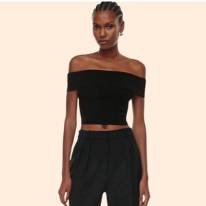 Aritzia, Black Off-Shoulder Women's Top, size S, sculpt knit